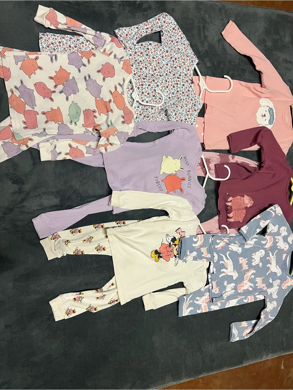 Kids Long Sleeve Pajama Set - Pink, Purple, Cream